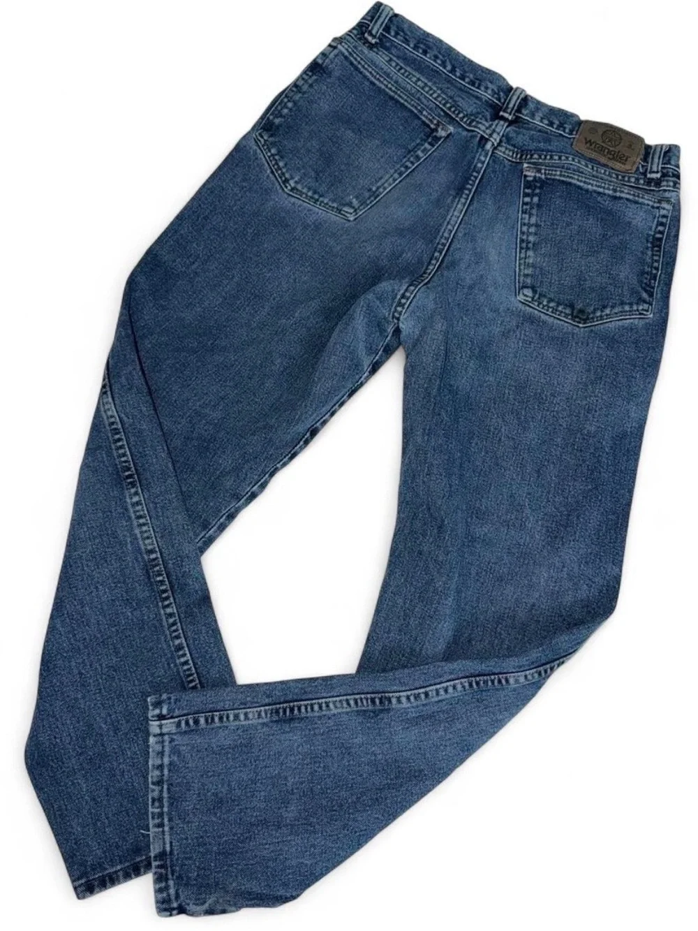 Vintage 90s Wrangler USA Retro Y2K Medium Blue Wash Denim Straight Leg Jeans 30”